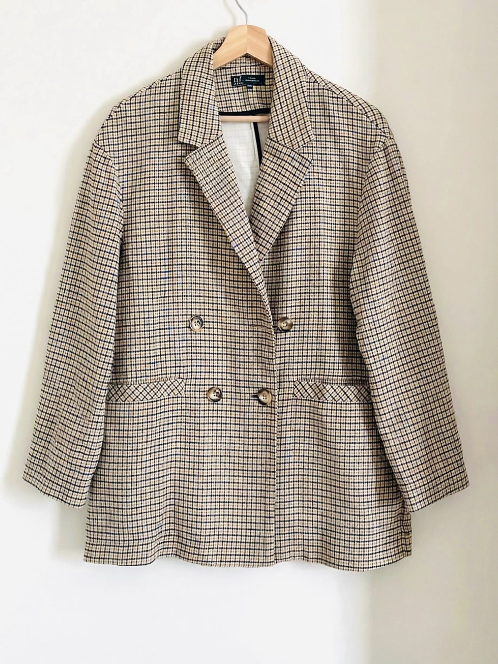 Zara Oversized Checked Double-Breasted Blazer Size S/M